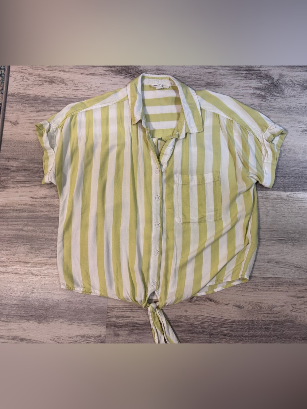 beachlunchlounge Yellow/Lime & White Striped Shirt